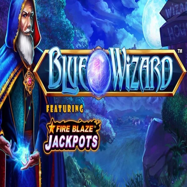Blue Wizard Fire Blaze Jackpots logo – Slots by Rarestone Gaming at Bassbet Casino